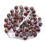 Catholic Red Cloisonne Glass Rosary - BGCOPPER