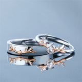 Couples Antlers Matching Promise Ring in Sterling Silver - BGCOPPER