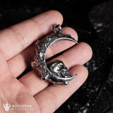 Crescent Moon Skull Necklace, Gothic Jewelry, Skull Moon Pendant - BGCOPPER