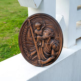 St.Christopher Christian Wood Carving Plaque/The patron saint of travelers - BGCOPPER