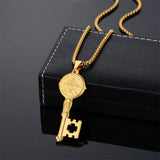 Saint Benedict Medal Key Necklace - Exorcism Amulet - BGCOPPER