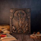 Bgcopper Archangel Michael Square Wooden Icon Religious Gifts - Best Wood Carving Wall Decor - BGCOPPER