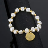 Saint Benedict Medal Irregular Pearl Bracelet - Adjustable Size - BGCOPPER
