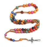 Colorful Rose Beads Rosary Necklace - BGCOPPER
