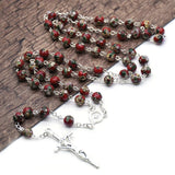 Catholic Red Cloisonne Glass Rosary