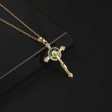 Creative design niche copper micro-set color zircon cross necklace pendant Europe and the United States - BGCOPPER