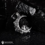 Crescent Moon Skull Necklace, Gothic Jewelry, Skull Moon Pendant - BGCOPPER