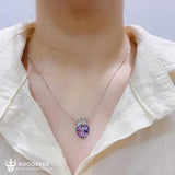 S925 Sterling Silver Crown Necklace Eternal Heart Crystal Pendant - BGCOPPER