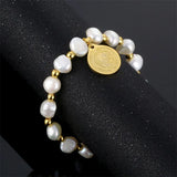Saint Benedict Medal Irregular Pearl Bracelet - Adjustable Size - BGCOPPER