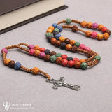 Colorful Rose Beads Rosary Necklace - BGCOPPER