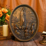 Our Lady of Fatima Wood Carving Decoration - Virgin Wall Pendant - BGCOPPER