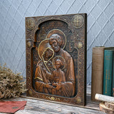 Holy family Nativity Wood Carving Gift Religious Byzantine Icon - BGCOPPER