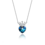 S925 Sterling Silver Crown Necklace Eternal Heart Crystal Pendant - BGCOPPER