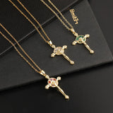 Creative design niche copper micro-set color zircon cross necklace pendant Europe and the United States - BGCOPPER