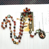 Natural Agate Rosary - Chaplet of the Seven Sorrows - BGCOPPER