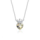 S925 Sterling Silver Crown Necklace Eternal Heart Crystal Pendant - BGCOPPER