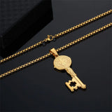 Saint Benedict Medal Key Necklace - Exorcism Amulet - BGCOPPER