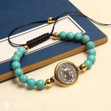 Prayer of Saint Benedict Precious Turquoise Stone Bracelet - BGCOPPER