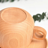 Natural Beech Wooden Tea Coffee Cup Mug With Spoon Saucer - BGCOPPER