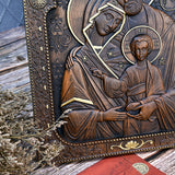 Holy family Nativity Wood Carving Gift Religious Byzantine Icon
