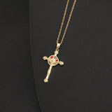 Creative design niche copper micro-set color zircon cross necklace pendant Europe and the United States - BGCOPPER