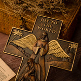 Christmas cross, Nativity cross,Joy to the world wood carving- best Christmas gift - BGCOPPER