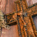 BGCOPPER Savior Jesus Cross - Carved from Natural Wood - BGCOPPER