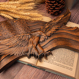 American flag with eagle wooden sign, eagle flag wood carving wall decoration, 3D engraving USA flag and bald eagle - BGCOPPER