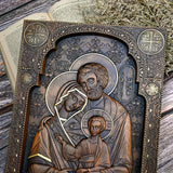 Holy family Nativity Wood Carving Gift Religious Byzantine Icon - BGCOPPER