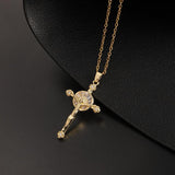 Creative design niche copper micro-set color zircon cross necklace pendant Europe and the United States - BGCOPPER