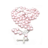 Pink Heart Glass Love Rosary - BGCOPPER