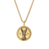 ST.Michael Archangel Stainless Steel Round Necklace - BGCOPPER
