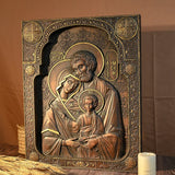 Holy family Nativity Wood Carving Gift Religious Byzantine Icon - BGCOPPER