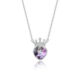 S925 Sterling Silver Crown Necklace Eternal Heart Crystal Pendant - BGCOPPER