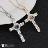 Fashion Cross Father Pray Projection Crystal Necklace - BGCOPPER