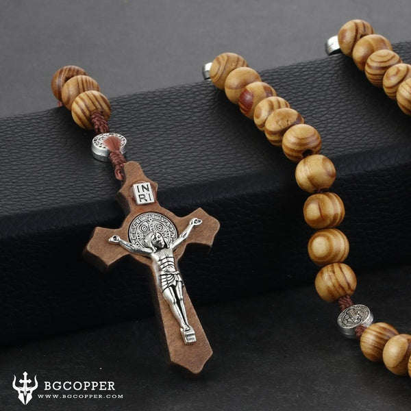 Saint Benedict Cross Rosary Necklace - BGCOPPER