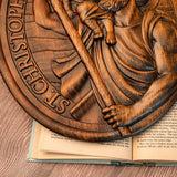 St.Christopher Christian Wood Carving Plaque/The patron saint of travelers - BGCOPPER