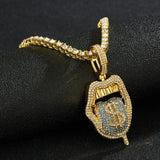 Iced Out Bling CZ Cubic Zirconia Tongue Pendant - BGCOPPER
