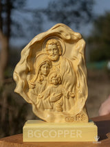 Southern European Boxwood Holy Family Blessing Ornament - Engraved with Your Surname - BGCOPPER