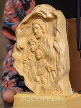 Southern European Boxwood Holy Family Blessing Ornament - Engraved with Your Surname - BGCOPPER