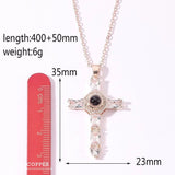 Fashion Cross Father Pray Projection Crystal Necklace - BGCOPPER