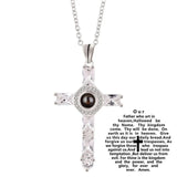Fashion Cross Father Pray Projection Crystal Necklace - BGCOPPER