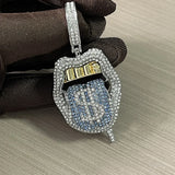 Iced Out Bling CZ Cubic Zirconia Tongue Pendant - BGCOPPER