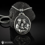 PURE TIN Holy Family Christian Medallion Pendant Necklace - BGCOPPER