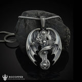 PURE TIN Dragon Encircled Cross Silver Christian Men Necklace - BGCOPPER