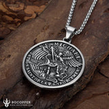 ST.Michael Archangel Stainless Steel Necklace,the patron Saint of law enforcement - BGCOPPER