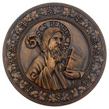 Saint Benedict religious icon, natural wood carved wall decoration - BGCOPPER