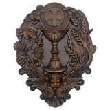 First Communion Christian Wood Carving - Sacrament of the Holy Eucharist Plaque - BGCOPPER