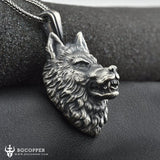 Pure Tin Angry Alpha Wolf Head Necklace - BGCOPPER