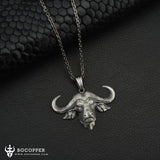 Pure Tin 3D Buffalo Head Necklace - BGCOPPER